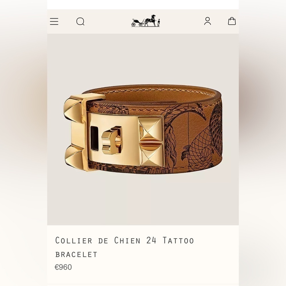 Hermes Leather Collier De Chien Medor Tattoo Bracelet T3 RARE  NWOT - Picture 11 of 16